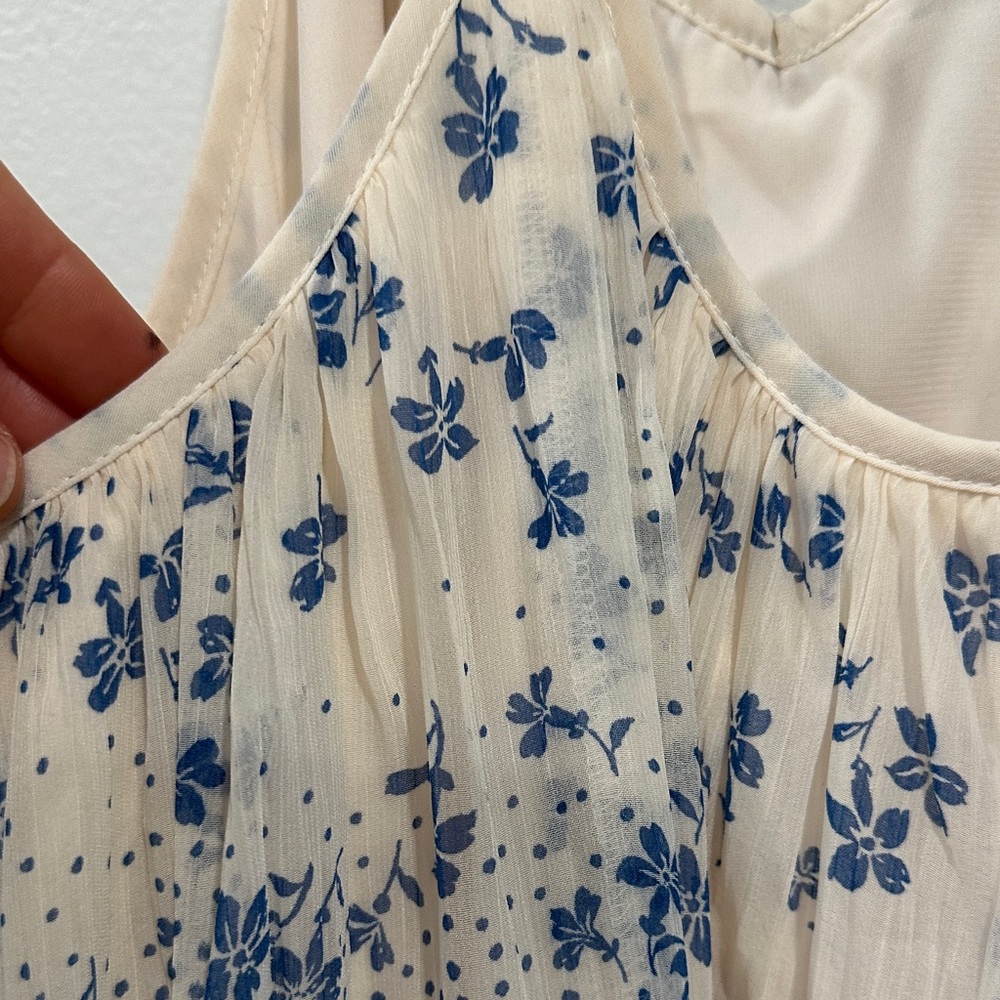 Abercrombie & Fitch White and Blue Pleated Floral Dress - Picture 16 of 16